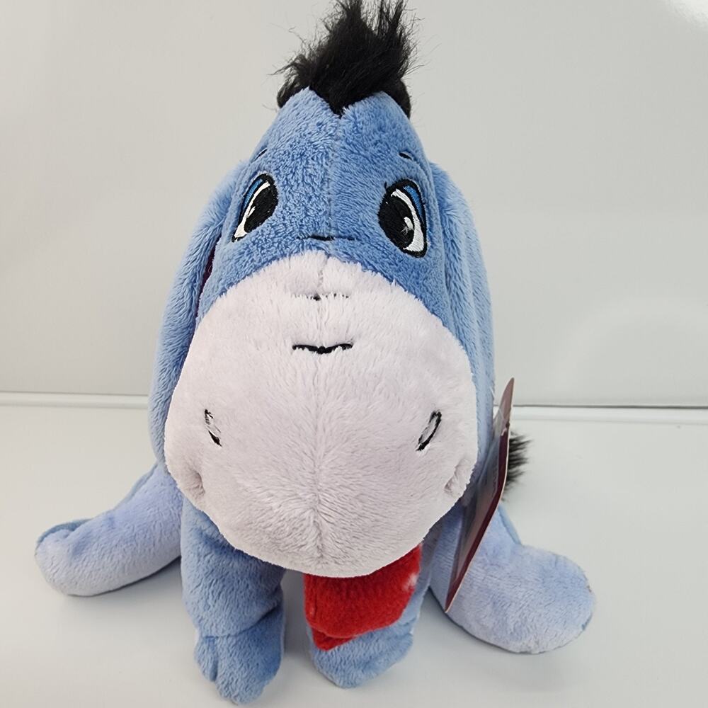 2011 Disney Holiday Eeyore Blue Plush 10" Winnie the Pooh Red Christmas Scarf - Picture 4 of 12